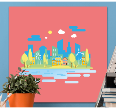Quadro città e paesi paesaggio urbano moderno - TenStickers