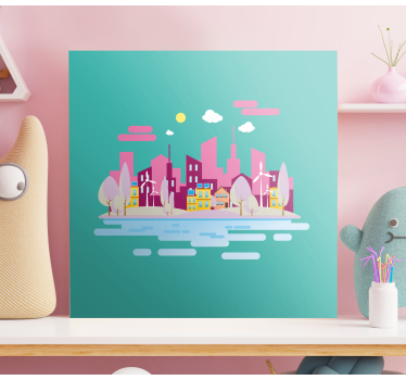 Quadro città e paesi paesaggio urbano vibrante - TenStickers