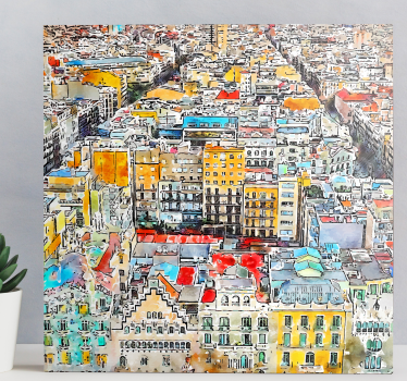 Quadro città e paesi paesaggio urbano vivace - TenStickers