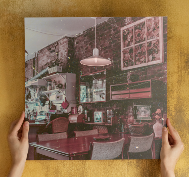 Quadro città e paesi scena caffè vintage - TenStickers