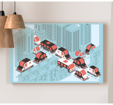 Quadro città e paesi scena di traffico urbano - TenStickers