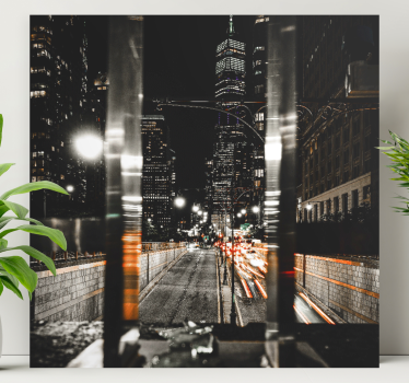 Quadro città e paesi scena notturna urbana - TenStickers