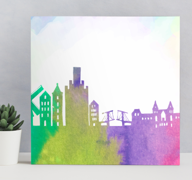 Quadro città e paesi silhouette urbana skyline - TenStickers