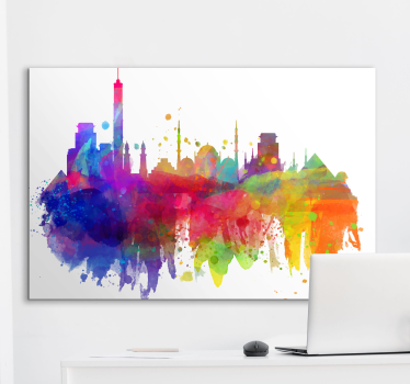 Quadro città e paesi skyline colorato - TenStickers