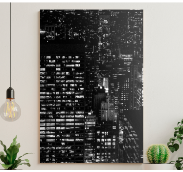 Quadro città e paesi skyline notturno - TenStickers