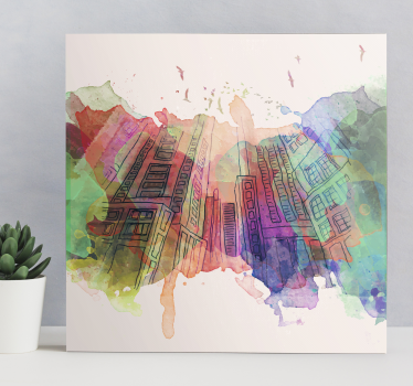 Quadro città e paesi skyline urbano astratto - TenStickers