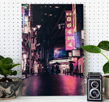 Quadro città e paesi strade di città al neon - TenStickers
