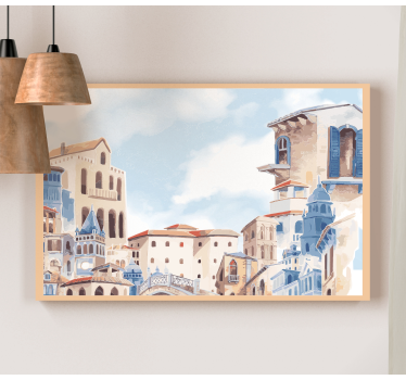 Quadro città e paesi villaggio costiero incantevole - TenStickers