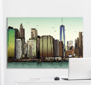 Quadro città e paesi vista panoramica urbana - TenStickers