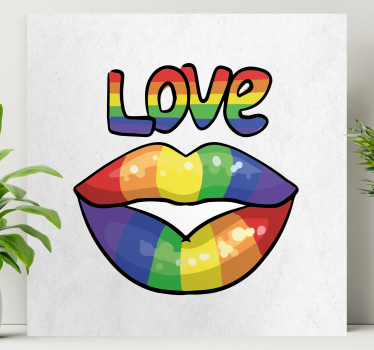 Quadro con frase labbra d'amore colorate - TenStickers