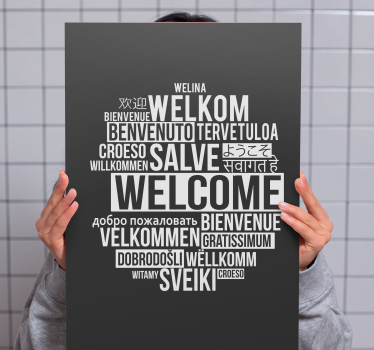 Quadro con frase messaggio di benvenuto globale - TenStickers