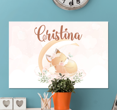 Quadro con volpe e nome personalizzabile - TenStickers