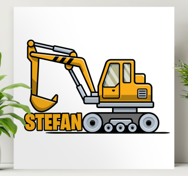 Quadro con testo design di macchina escavatrice - TenStickers