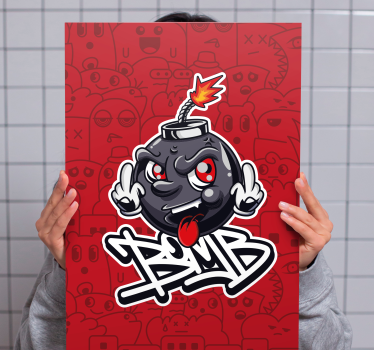 Quadro con testo emoji della bomba cartoon - TenStickers
