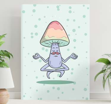 Quadro con testo personaggio fungo in meditazione - TenStickers