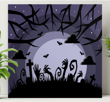 Quadro con testo scena di cimitero inquietante - TenStickers