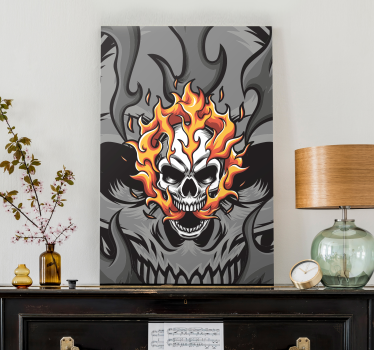 Quadro con testo teschio con fiamme - TenStickers