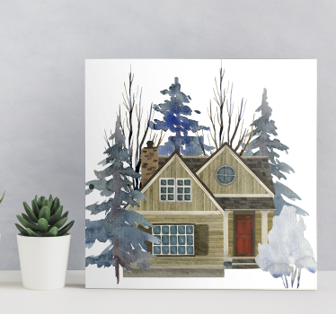 Quadro con casa effetto acquerello - TenStickers