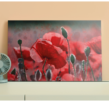 Quadro fiori Campo di papaveri rossi e verdi - TenStickers