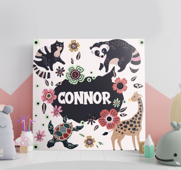Quadro per cameretta collage naturalistico personalizzato - TenStickers