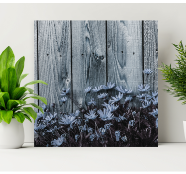 Quadro fiori Fiore margherita su tavola di legno grigio - TenStickers