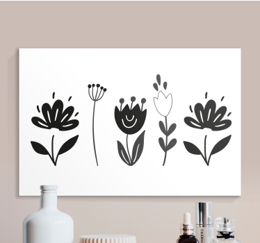 Quadro fiori Fiori in bianco e nero - TenStickers