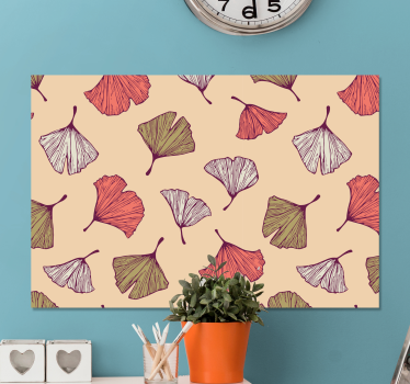 Dipinto fiori motivo foglia di ginkgo - TenStickers