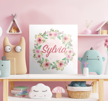 Quadro fiori primaverili dell'acquerello con nome - TenStickers