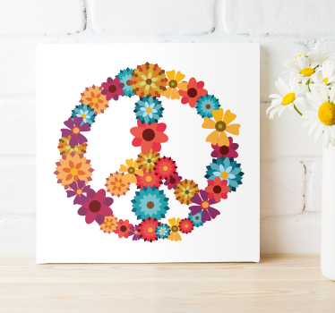Dipinto fiori simbolo hippie - TenStickers