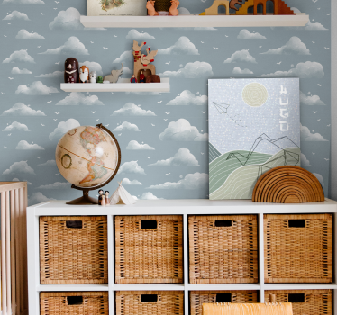 Quadro per cameretta nuvole blu e uccelli - TenStickers