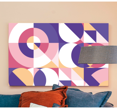 Dipinto geometrico cerchi e triangoli viola - TenStickers