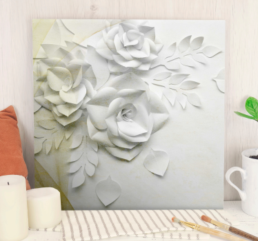 Quadro in 3D Eleganti fiori bianchi dorati - TenStickers