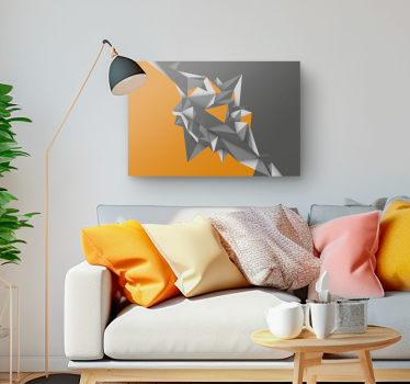 Quadro in 3D Forme astratte geometriche grigie e arancioni - TenStickers