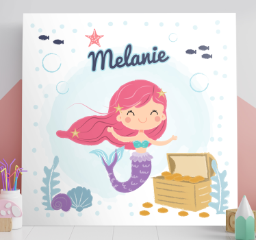 Quadro per bambini scrigno del tesoro della sirena - TenStickers