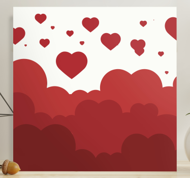 Quadro per camera da letto Disegno nuvola cuore rosso - TenStickers