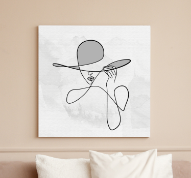 Quadro per ingresso Donna minimalista con cappello - TenStickers