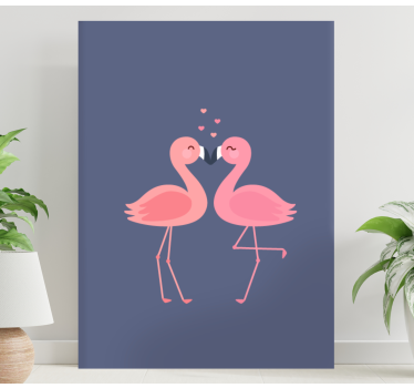 Quadro per ingresso Fenicotteri che formano un cuore - TenStickers