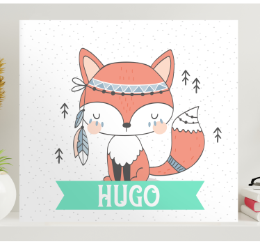 Quadro con volpe e nome personalizzato - TenStickers