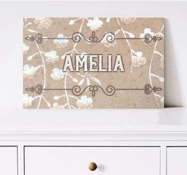 Quadro personalizzabile decorazione nome floreale - TenStickers