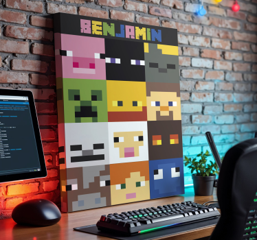 Quadro personalizzabile facce pixelate da gioco - TenStickers