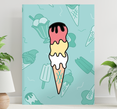 Quadro rustico delizia con cono gelato - TenStickers