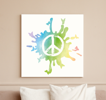 Quadro rustico splash di simboli di pace - TenStickers