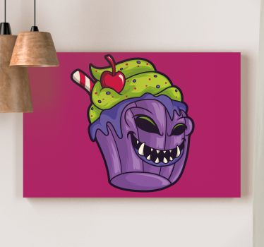Quadro con testo minacciosa creatura a forma di cupcake - TenStickers
