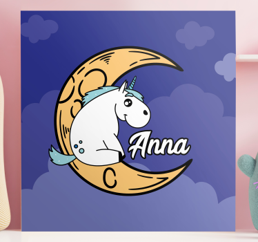 Quadro unicorno scena della luna - TenStickers