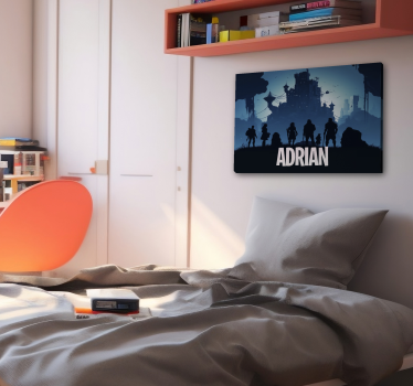 Quadro videogioco castello epico blu con nome - TenStickers