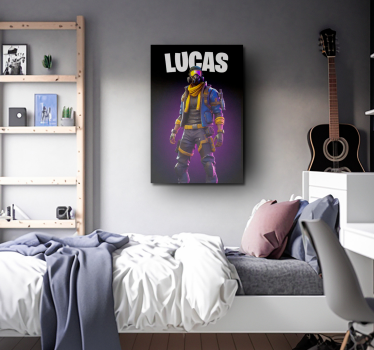 Quadro videogioco guerriero con maschera nome personalizzato - TenStickers