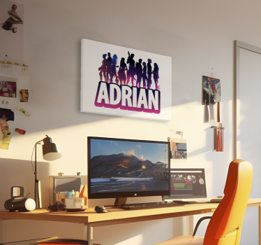 Quadro videogioco silhouette di personaggi epici con nome - TenStickers