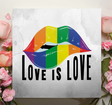 Quadro vintage abbraccio di labbra arcobaleno - TenStickers