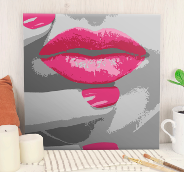 Quadro vintage dettaglio labbra rosa - TenStickers