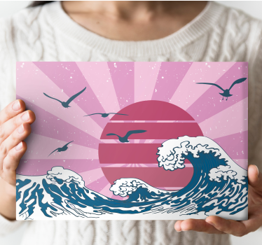 Quadro vintage La grande onda retrò rosa - TenStickers